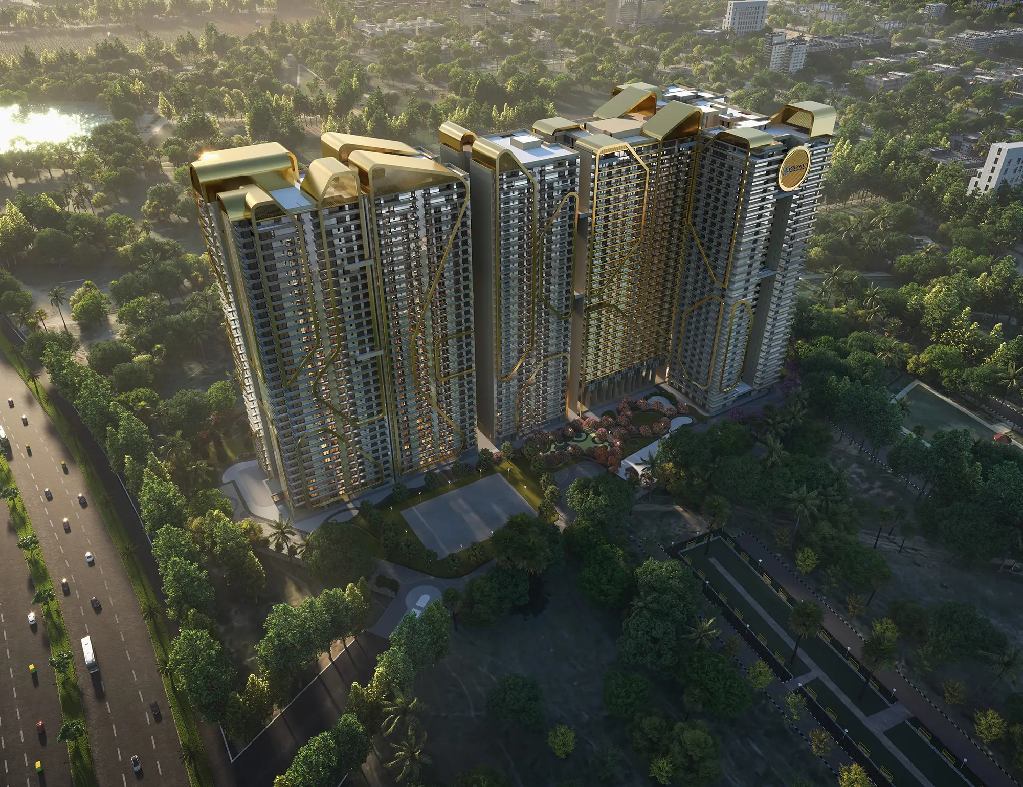 Aerial render of Opus One