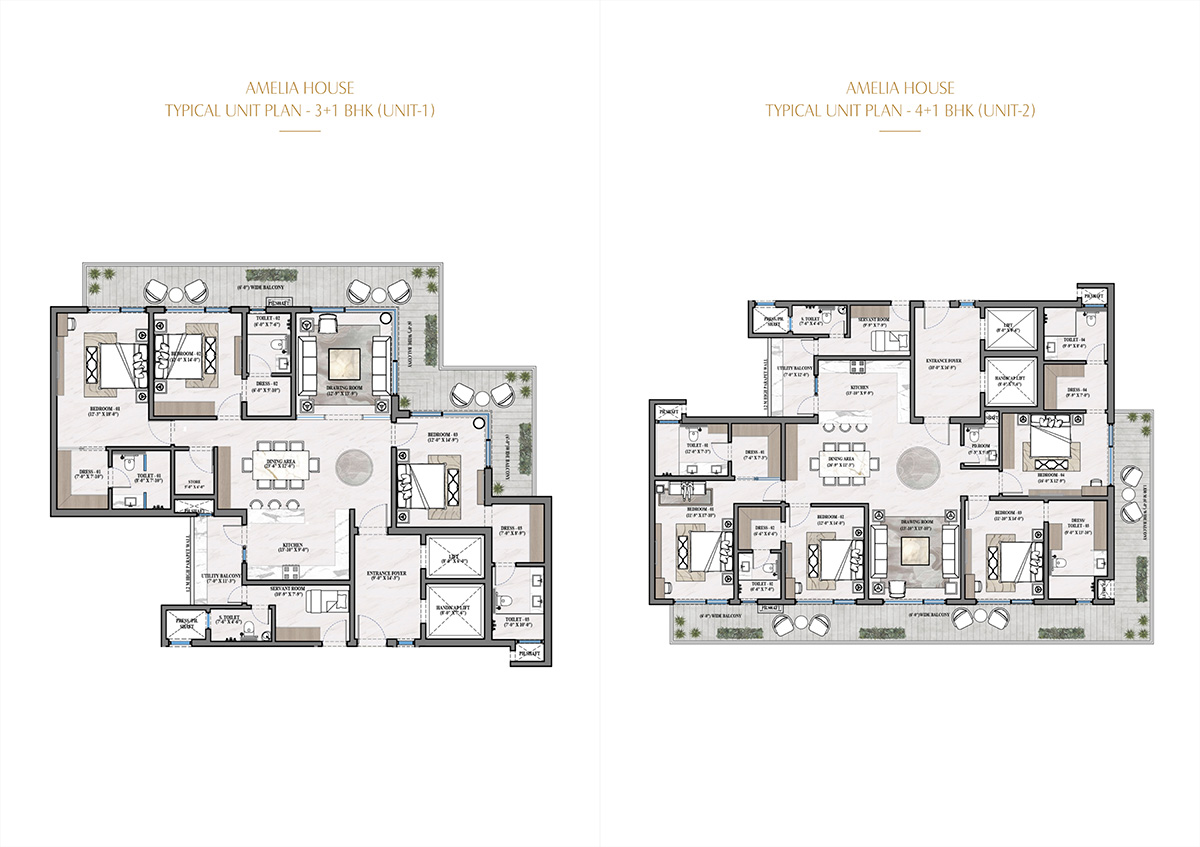 3+1 BHK floor plan preview (blurred)